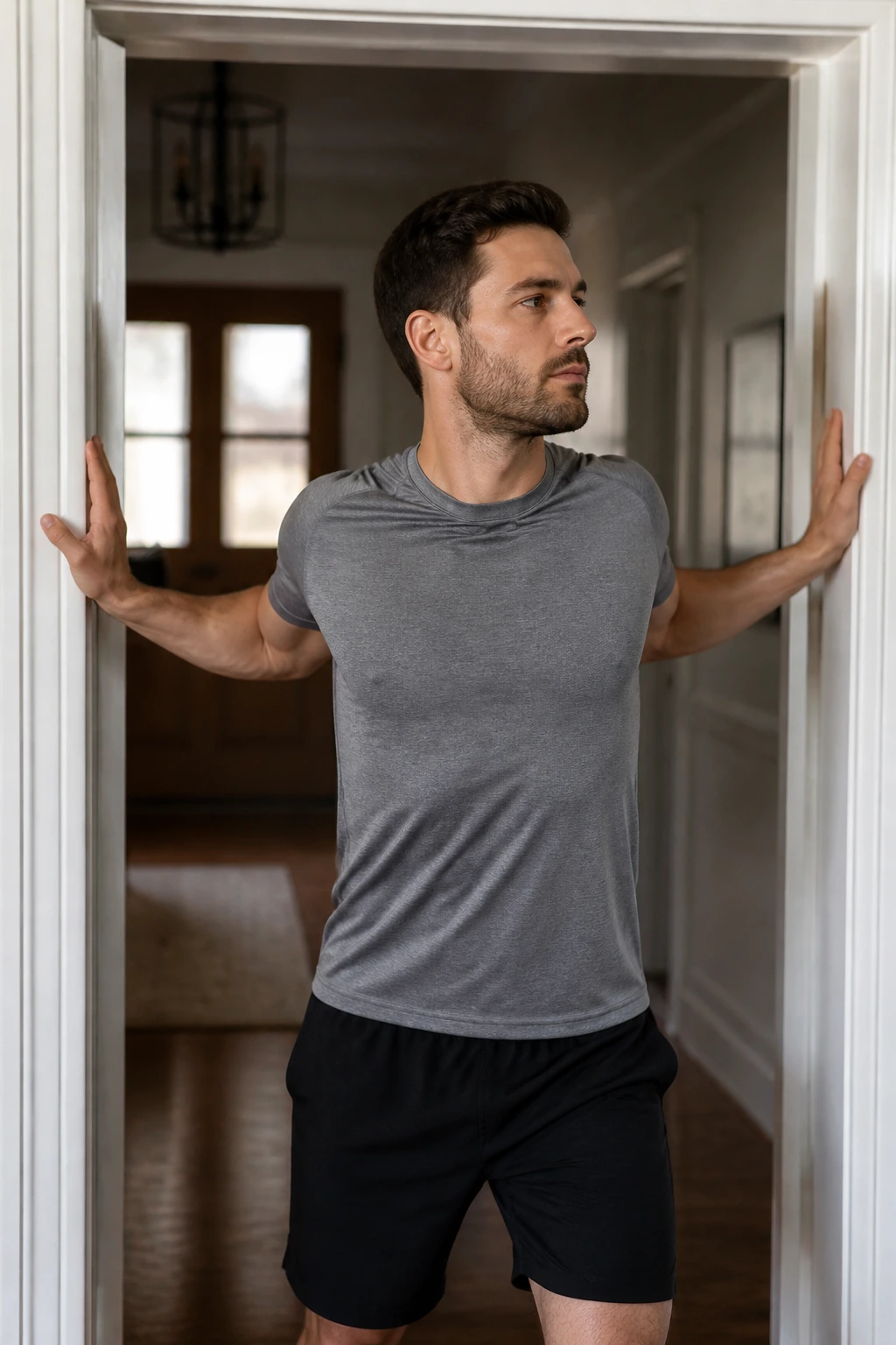 Doorway chest stretch for posture alignment