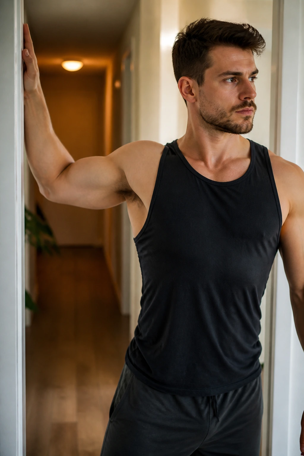 Shoulder doorway stretch focusing on pec minor relief