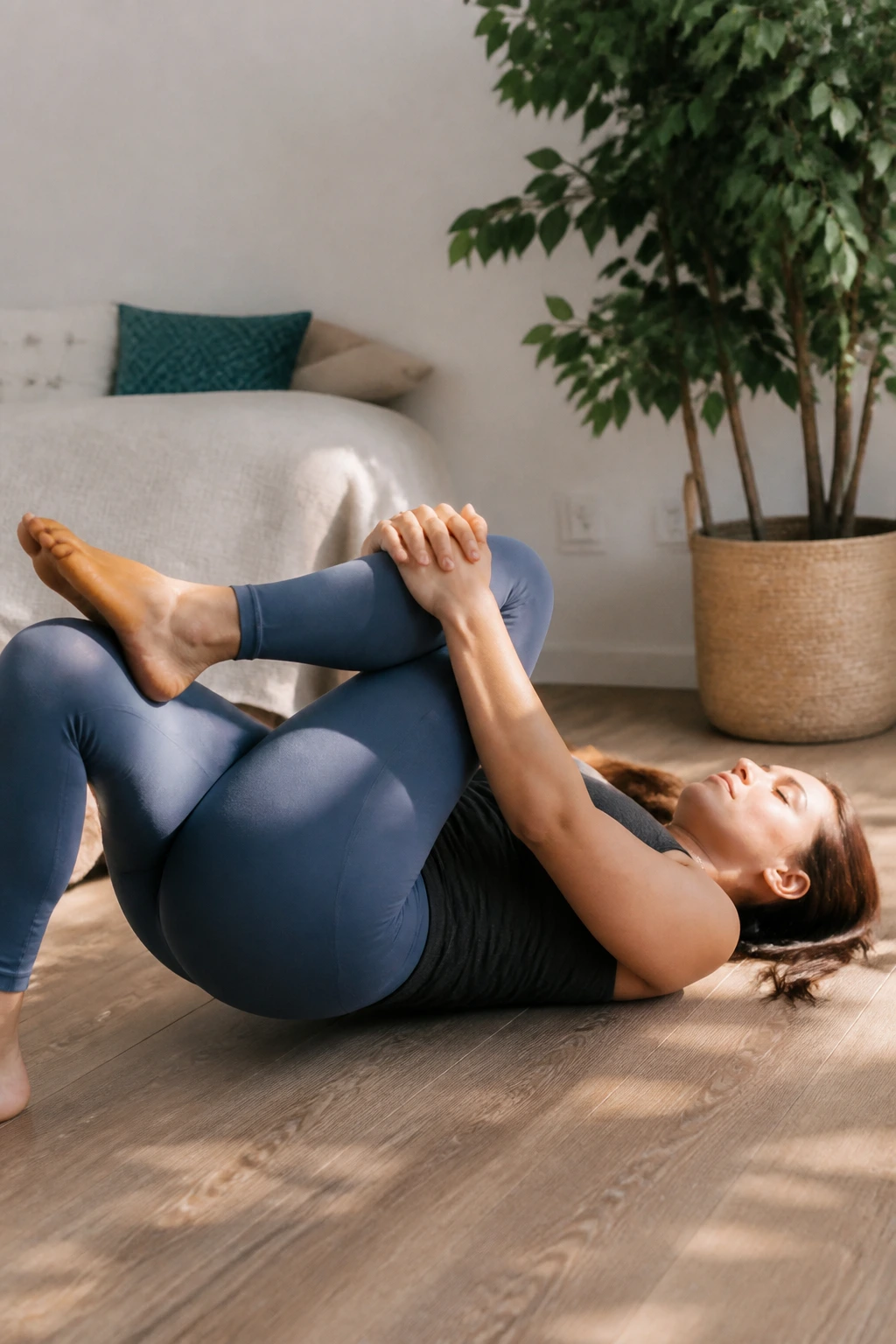 Person doing figure-four glute stretch on the floor