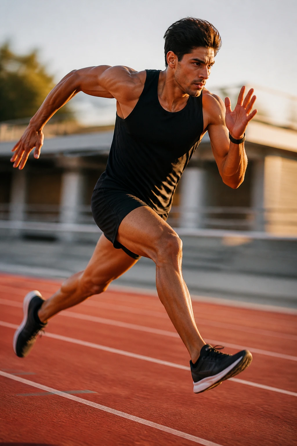 Runner completing a Flying 60s with full recovery on an outdoor track