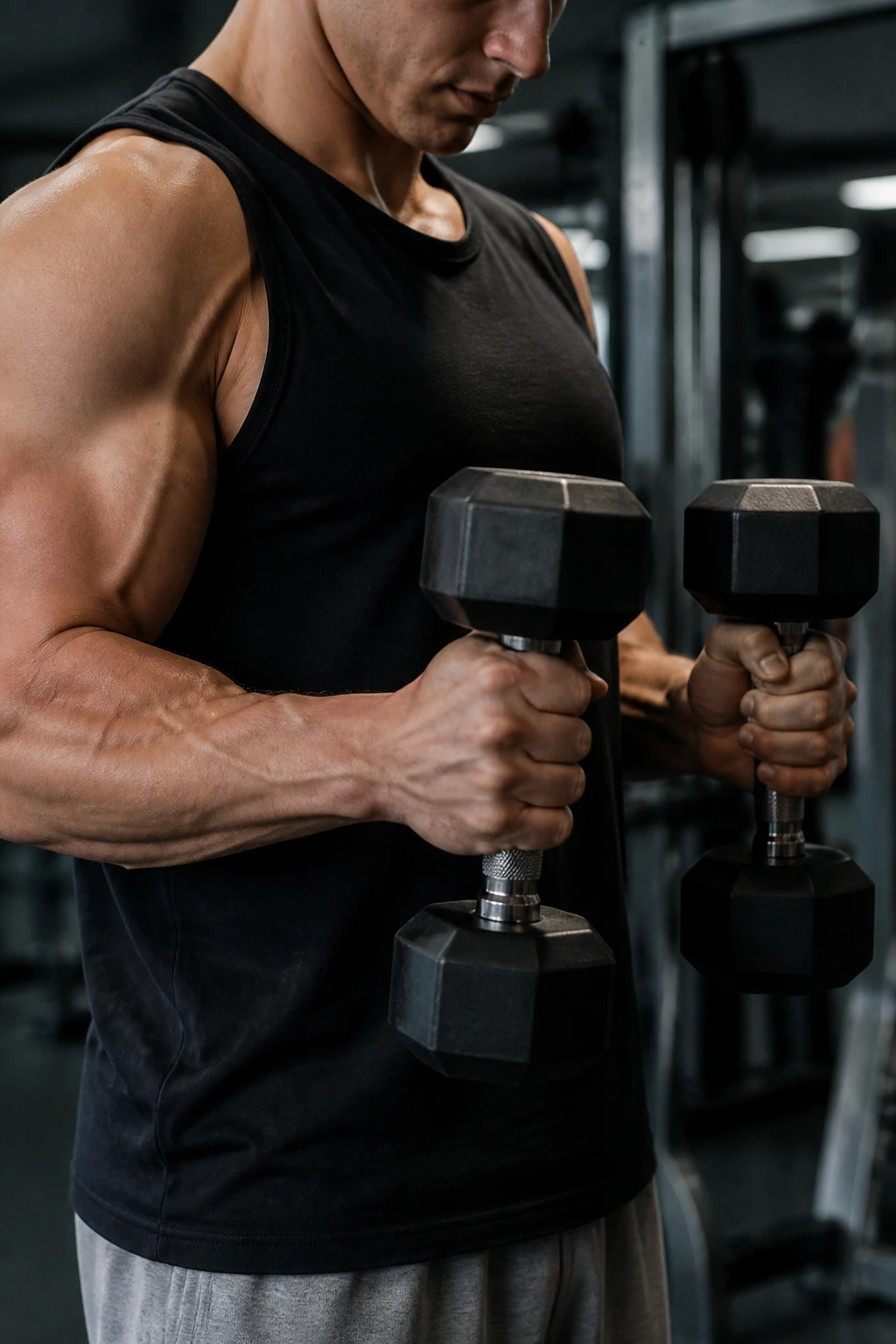 Forearms and brachialis emphasized during hammer curls