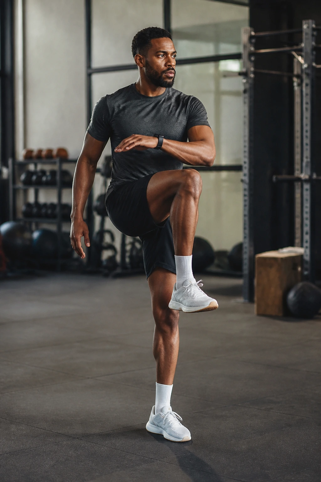 Hip-opening drill gate opener movement in gym setting