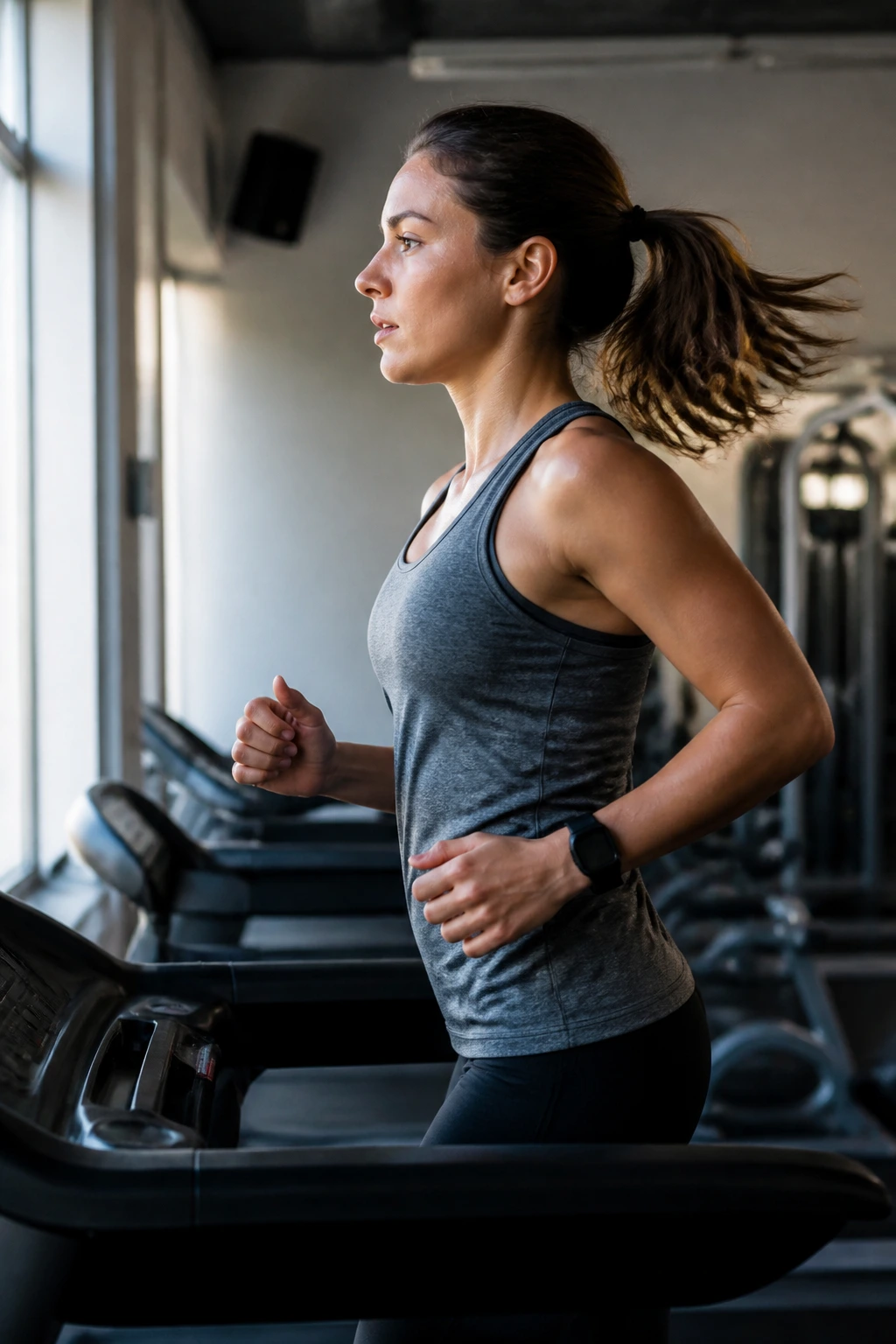 Person on treadmill performing a short jog sampler in a gym