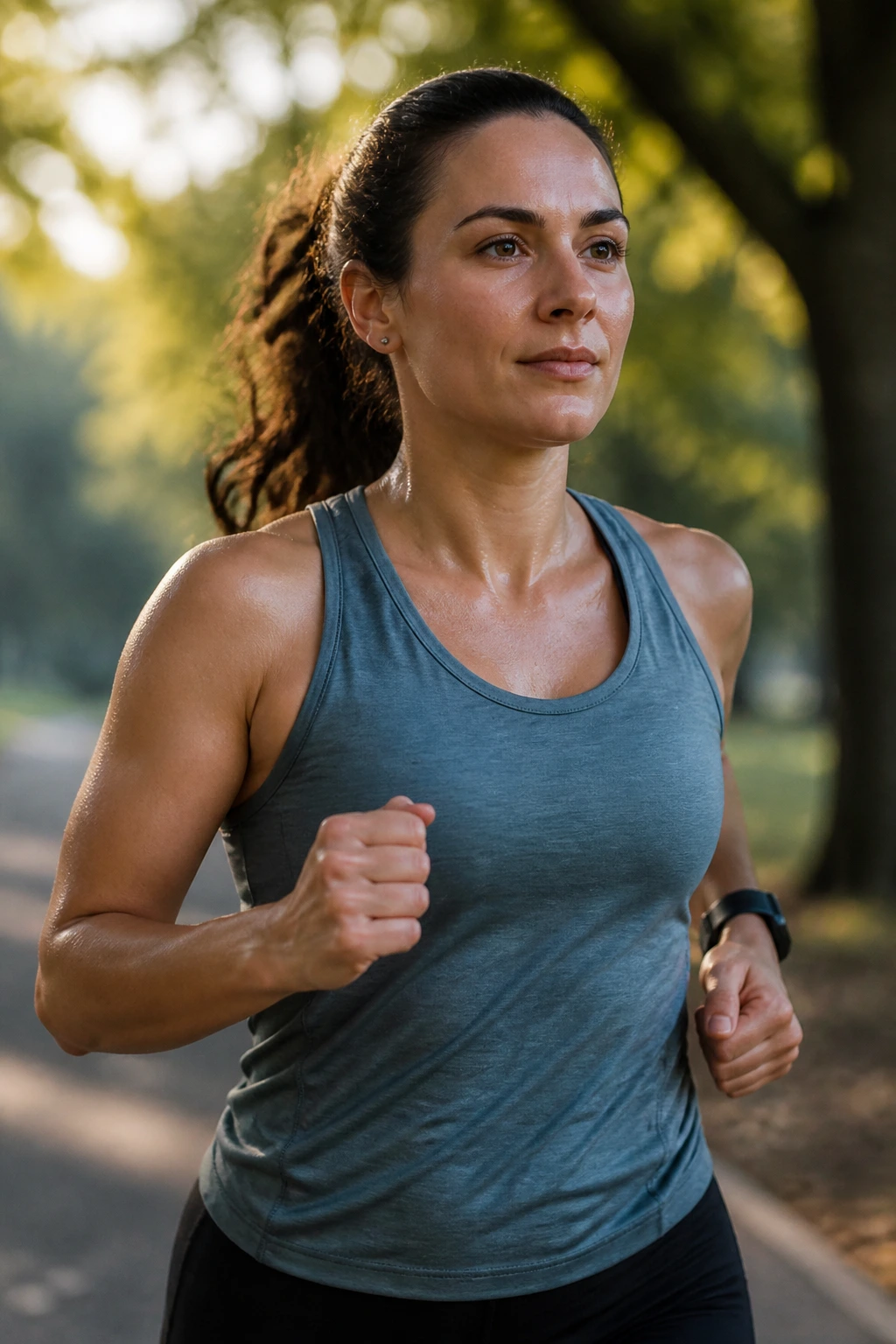 Runner in the park illustrating a gradual pace with calm focus