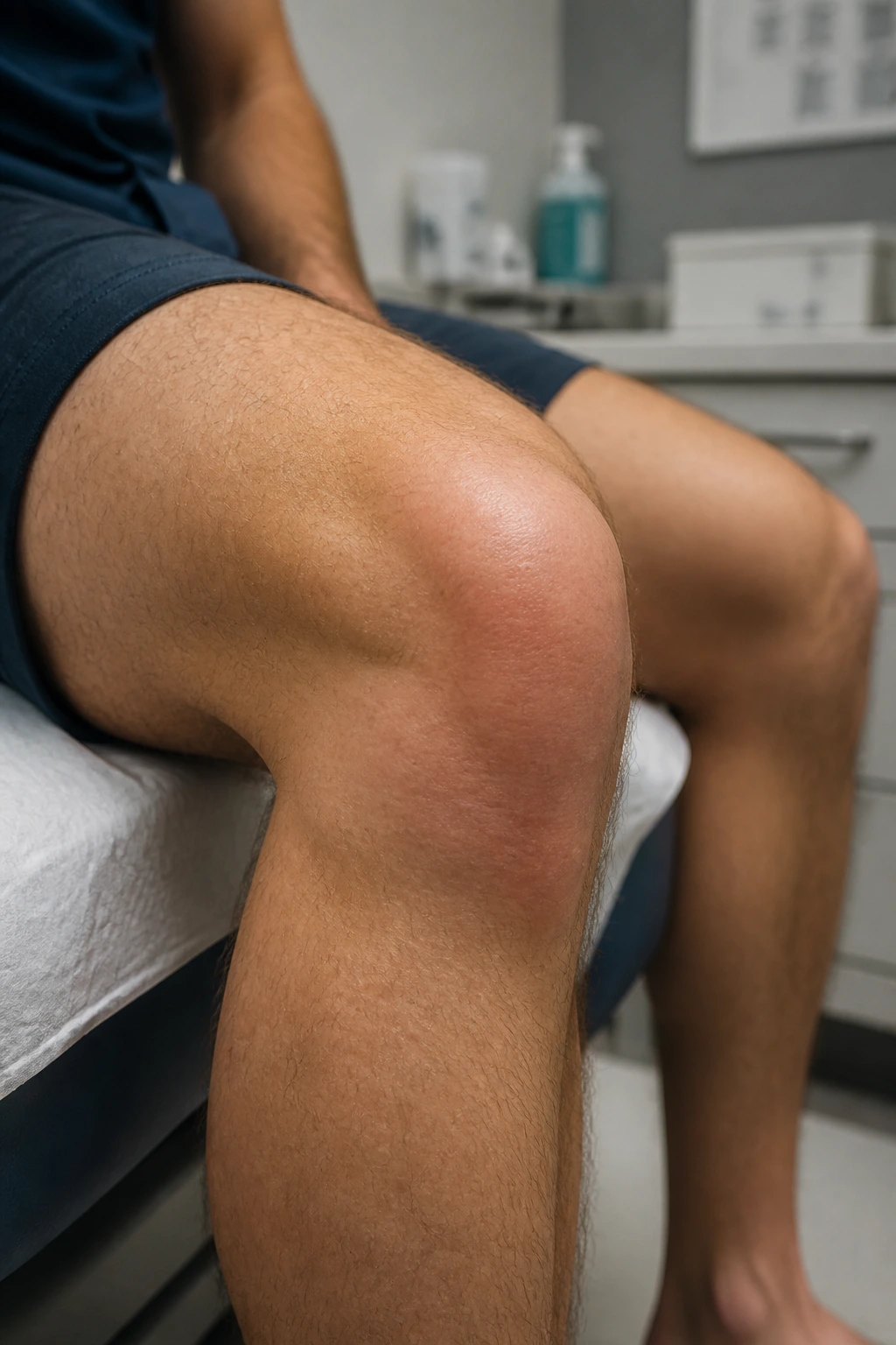 Knee with localized swelling along the joint line suggesting osteochondritis dissecans in a clinical setting
