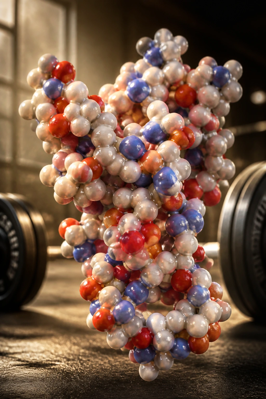 Close-up 3D model of oxytocin hormone molecule
