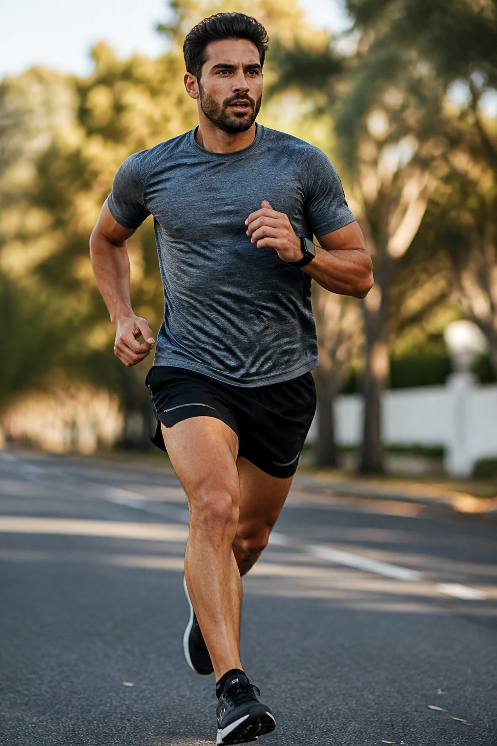 Runner finishing progression run on an outdoor road