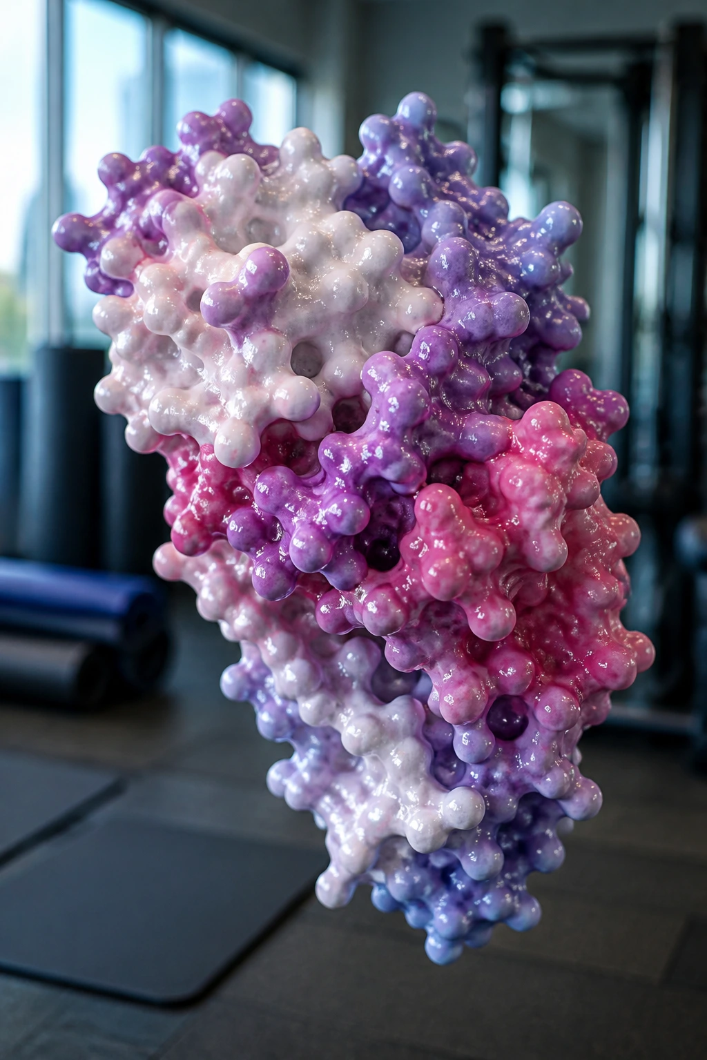 Close-up 3D model of prolactin hormone molecule