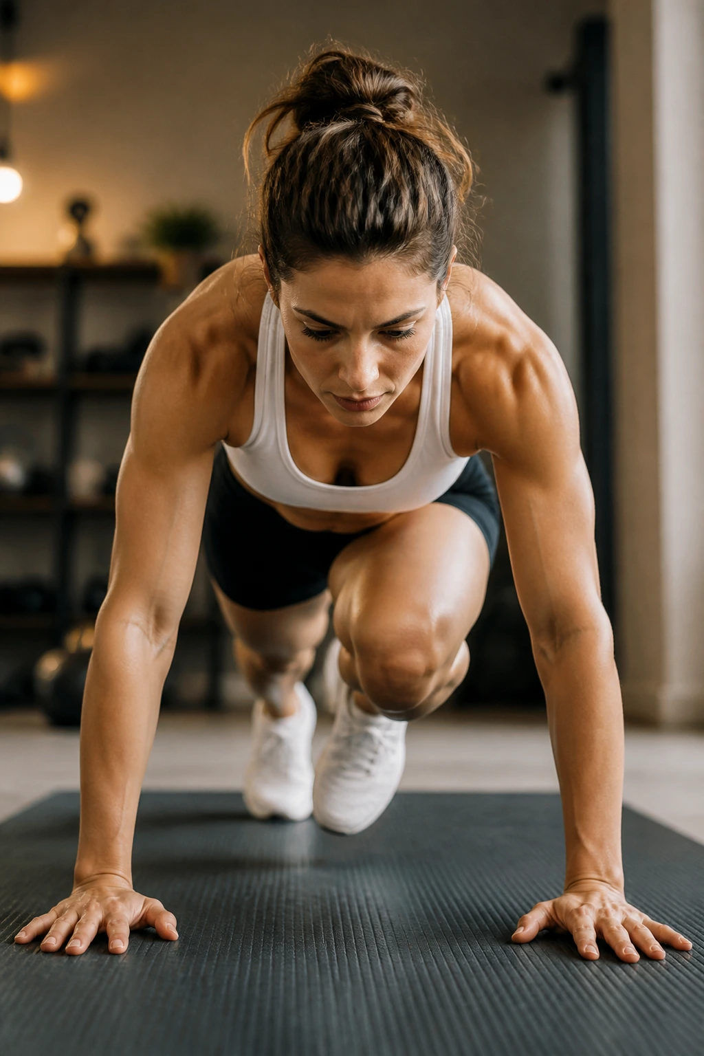 Push-Up Plus With Alternating Knee Drive close-up showing plus and knee drive in push-up
