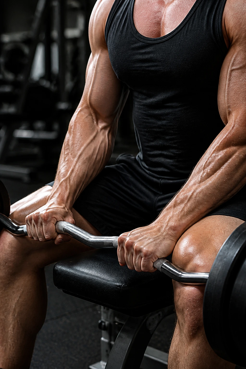 Forearms and wrists during reverse curls with pronated grip