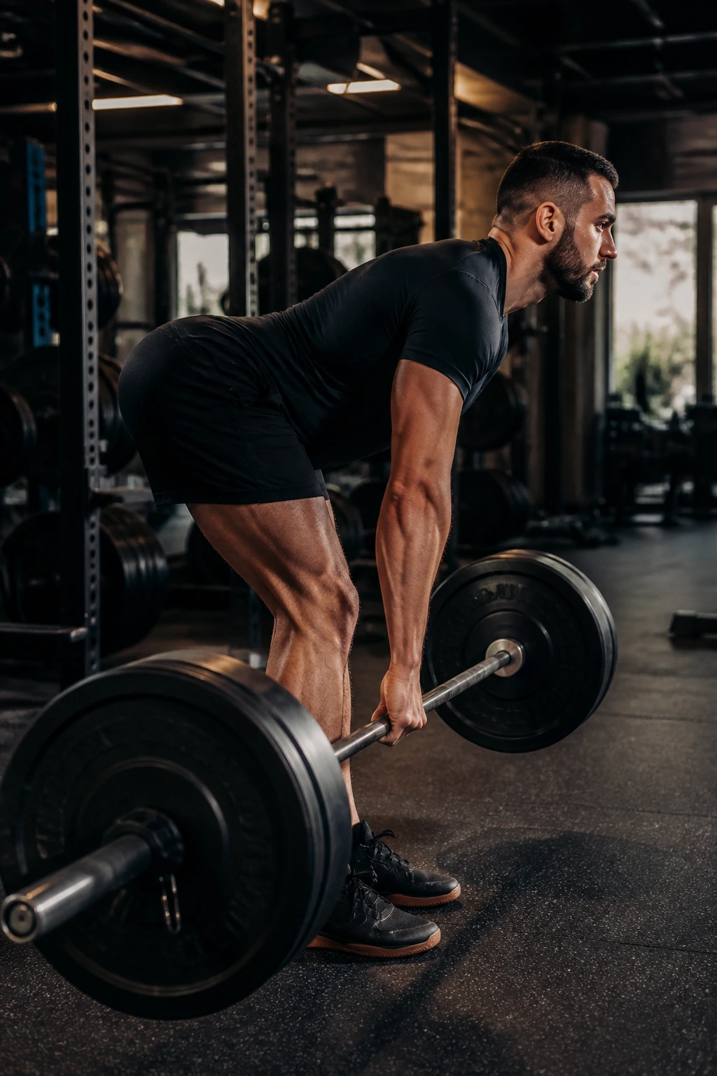 Lifter performing Romanian deadlift in gym
