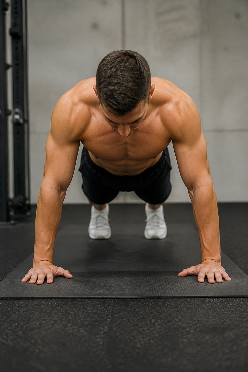 Person performing scapular push-ups, focusing on shoulder blade movement.