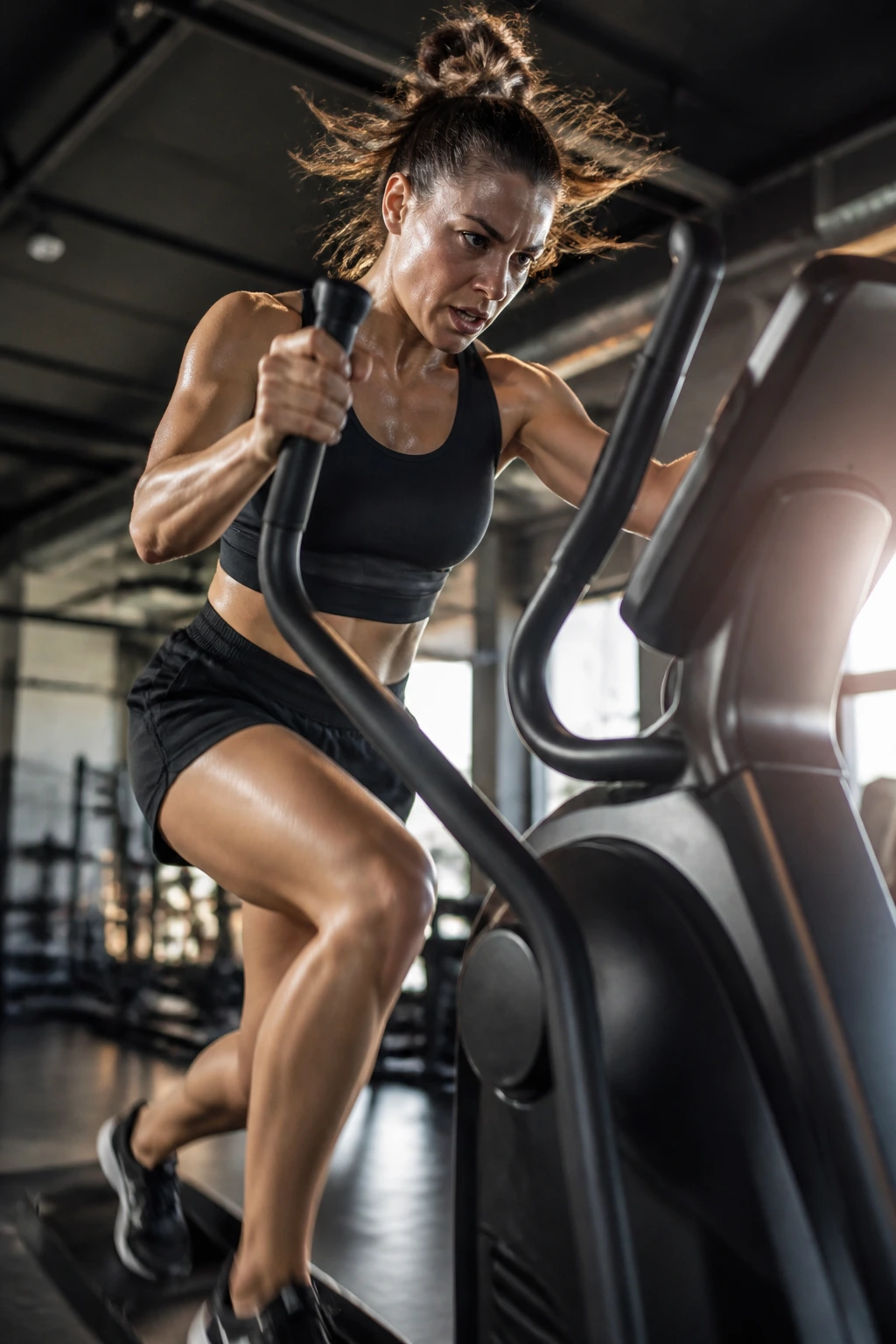 Intense cross trainer workout during short-hard power session