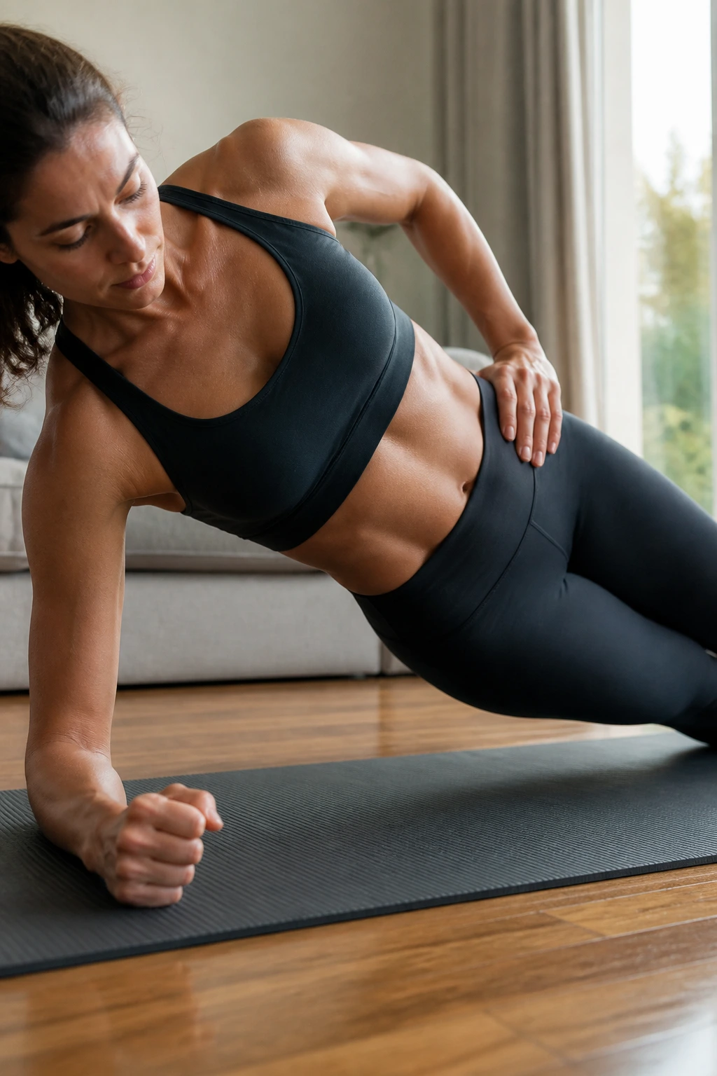 Person performing side plank showing anti-rotation core
