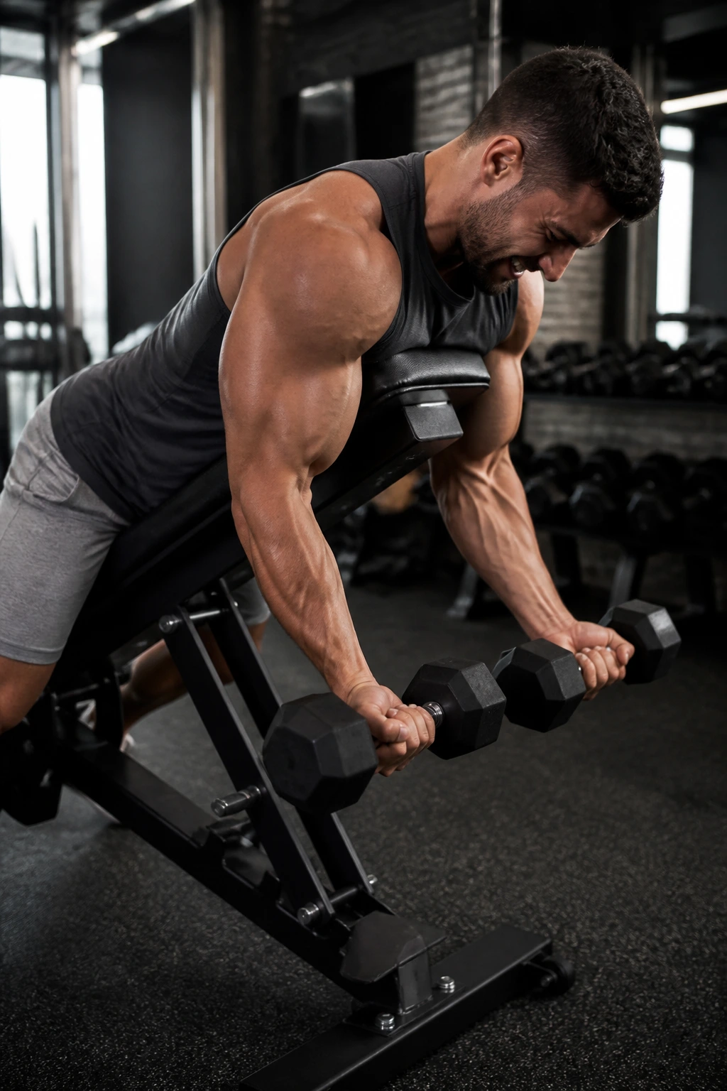 Biceps peak during spider curls on incline bench