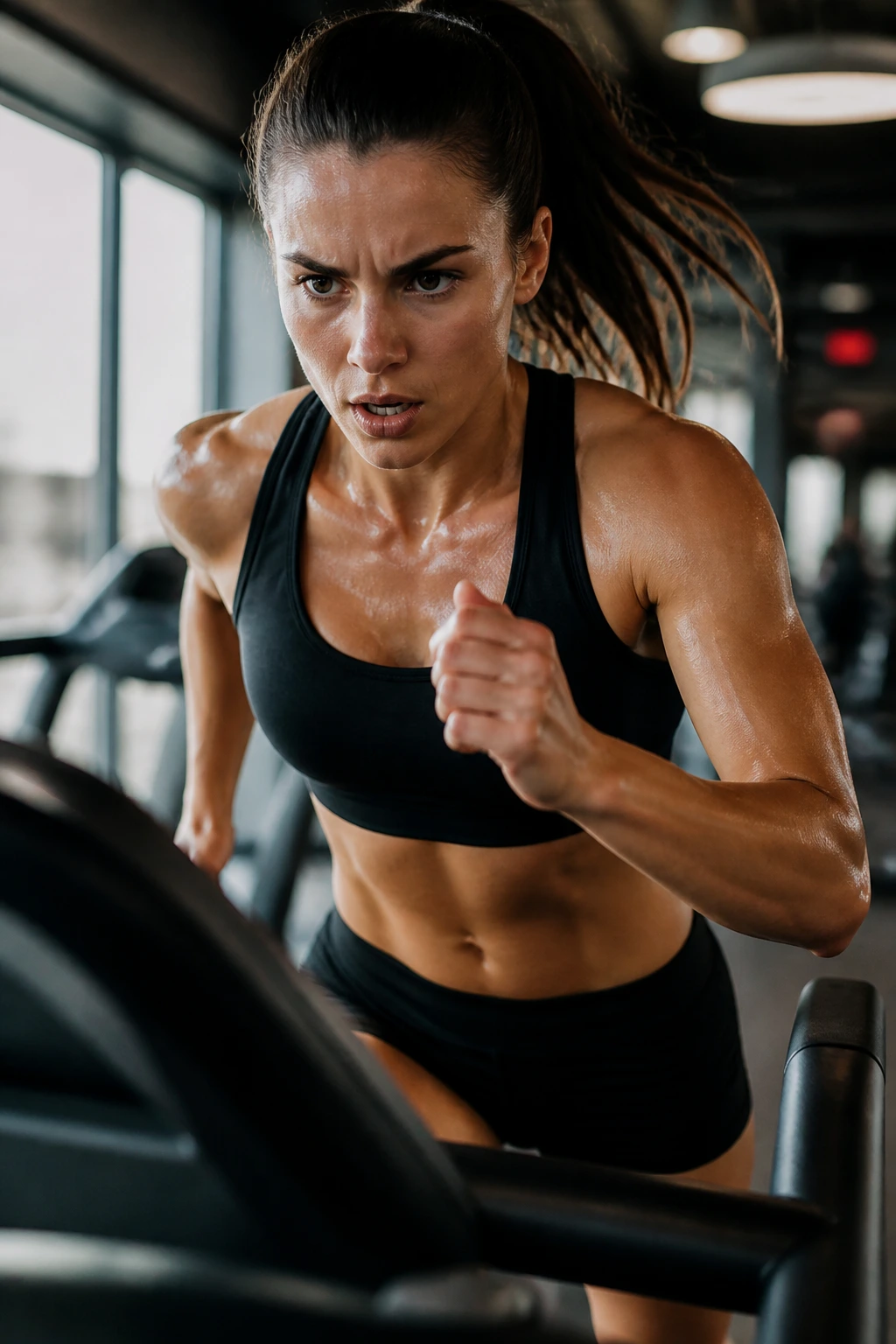 Athlete sprinting on a treadmill during Tabata protocol