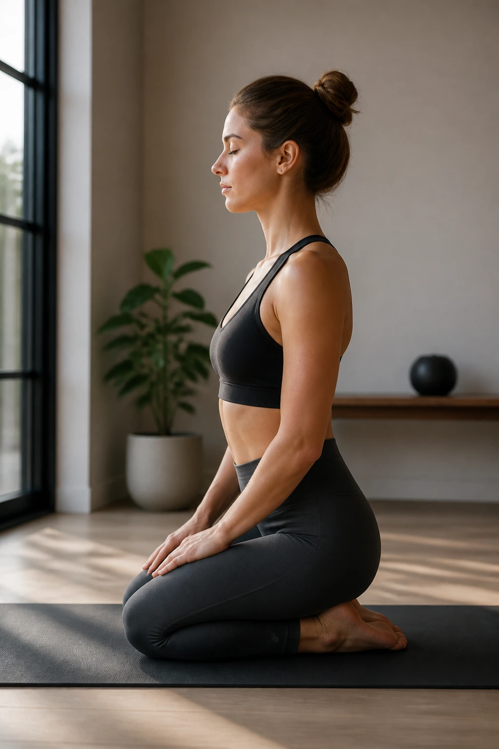 Person in Thunderbolt Pose kneeling with hips on heels