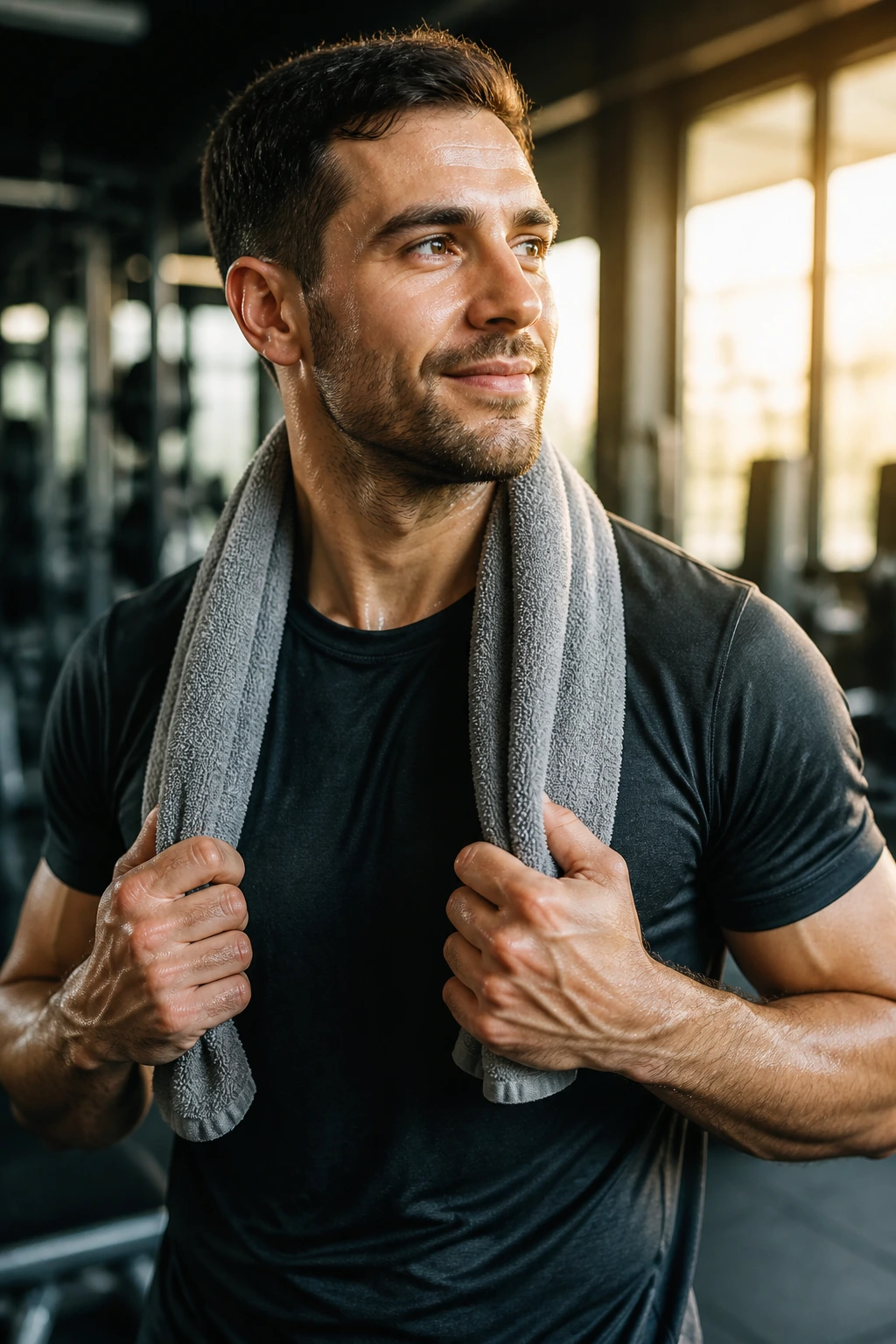 Gym-goer finishing a workout with energy left for tomorrow