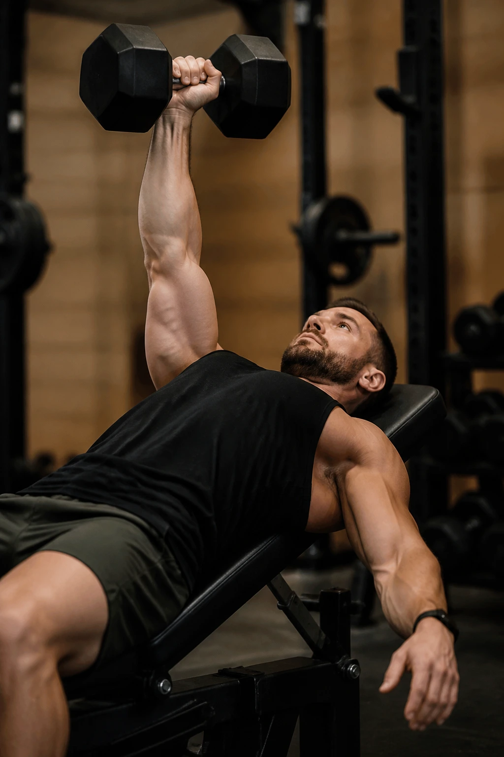 Single-arm dumbbell bench press highlighting imbalance correction