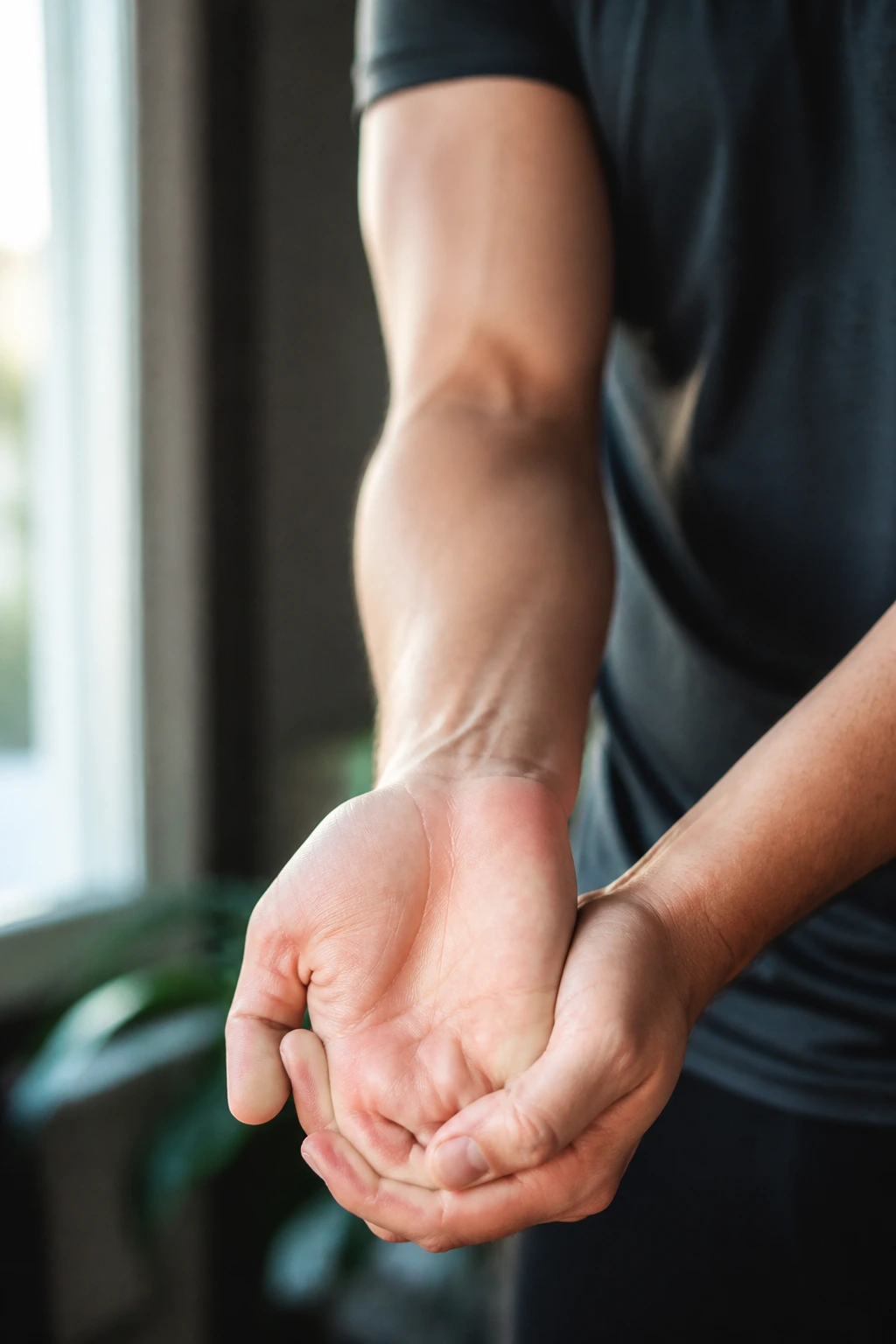 Wrist extension stretch with palm up and fingers pulled back
