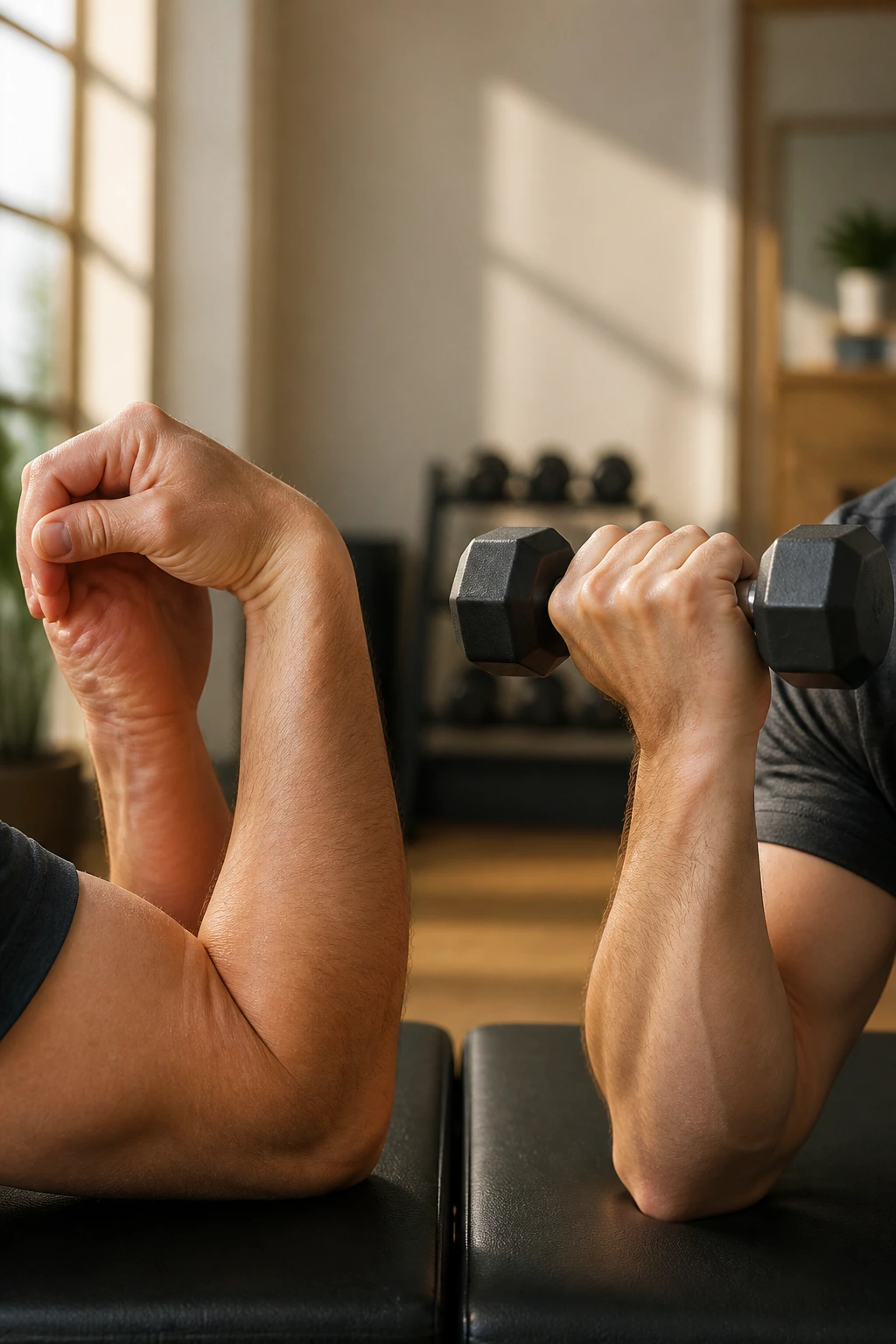 Forearm showing both stretching and strengthening wrist movements
