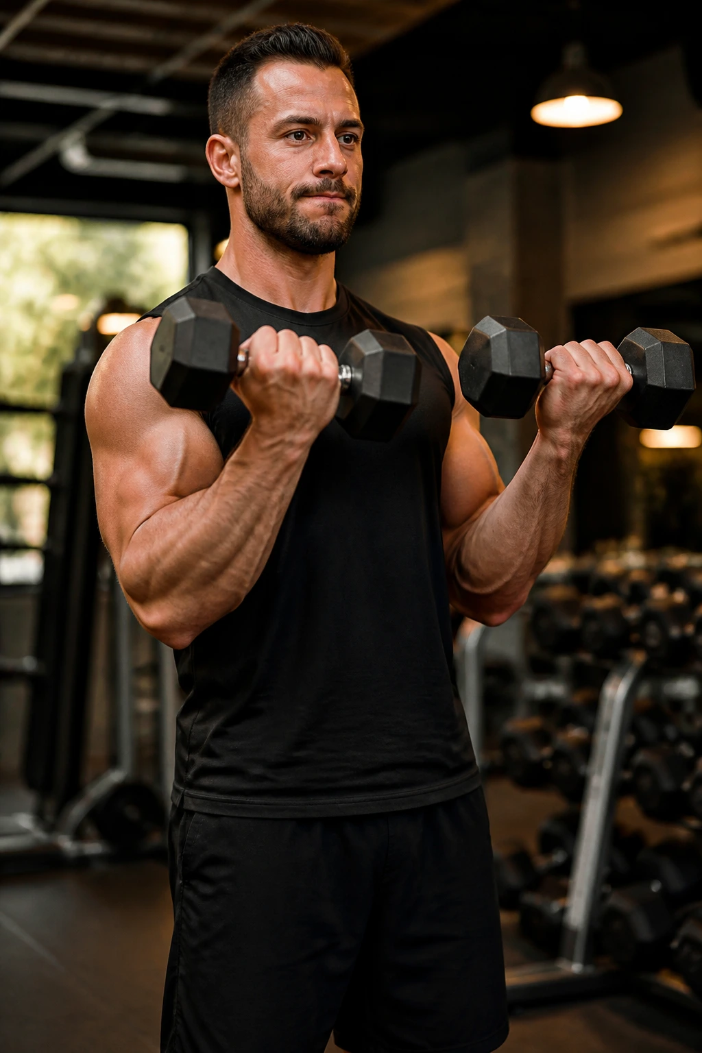 Close-up of a person performing a Zottman curl, showing rotation from supinated to pronated grip.